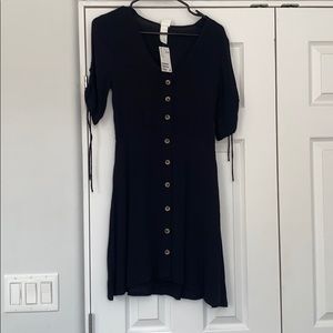 H&M Black Button Up Dress with Arm Ties
